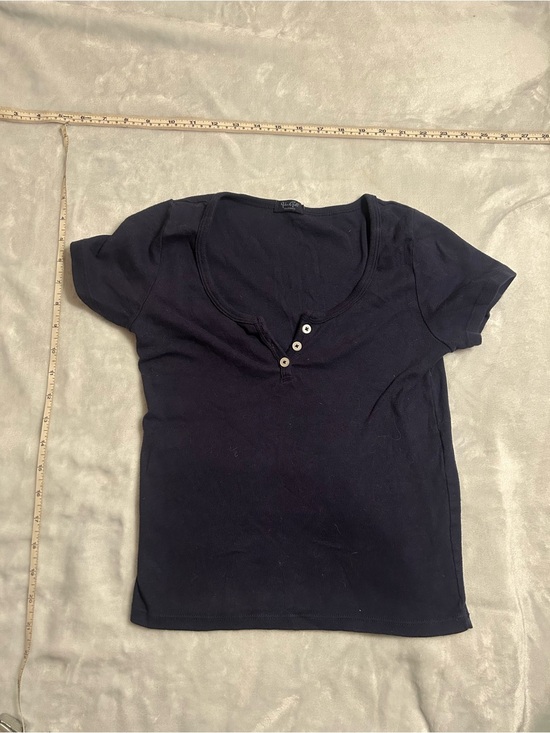 Brandy Melville Tops - Brandy Melville Black Short-Sleeve Henley Tee